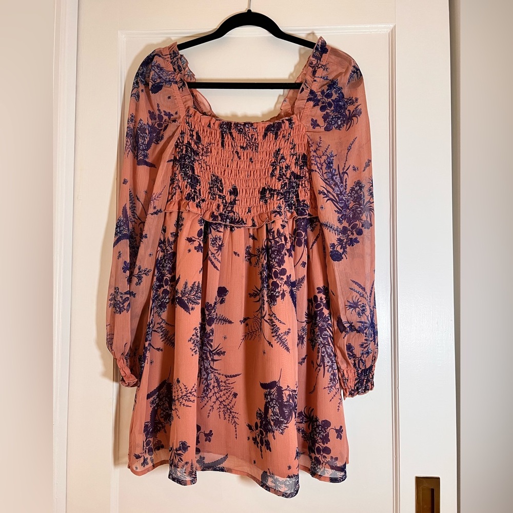 ASOS chiffon smocked top mini dress S